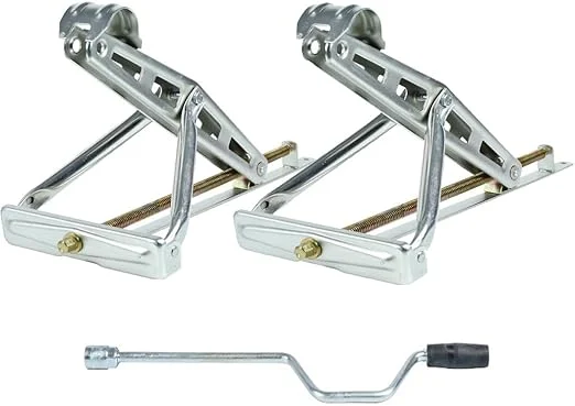 2 x turnout support caravan, caravan supports, trailer support 1200 kg, with hand crank 700 mm crank support