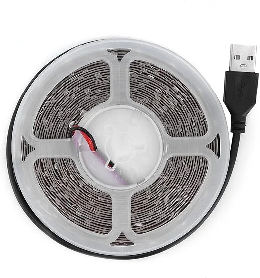 5m USB Powered LED Light Strip, Warm White 5V Tape Lights with Strong Adhesive for Bedroom TV Background Kitchen Home Decoration