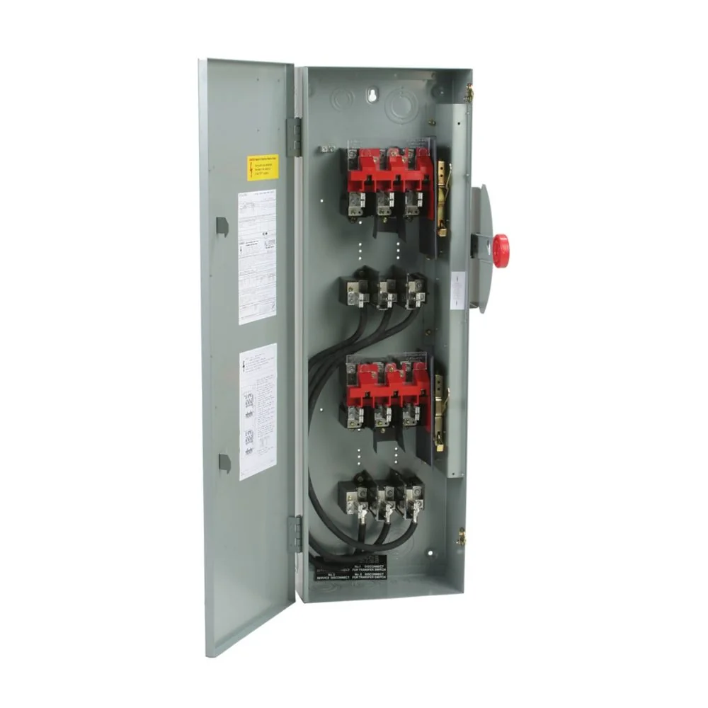 EATON DT363NGK Heavy Duty Double-Throw Safety Switch, 100A, Class H Fuse, 3-Pole, Four-Wire, 600 V